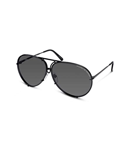 Porsche Design P8478 Iconic Sunglasses (66mm, D - Matt Black / Lens - Grey Blue / Extra Lens - Mercury, Silver Mirrored)