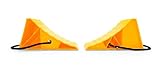 Camco Wheel Chock w/Rope for Easy Removal - Helps Keep Your Trailer or RV in Place - Pack of 2 (44471)
