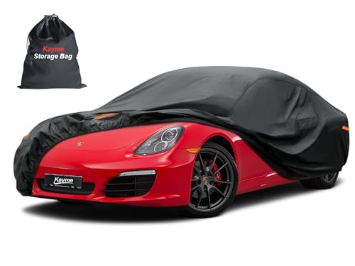 Kayme 7 Layers Car Cover Waterproof All Weather for Coupe, Outdoor Full Cover Universal Fit for Porsche 718 Cayman Boxster, Nissan 350Z 370Z, Jaguar F Type, Subaru BRZ, Toyota 86, Etc (Up to 177 inch)