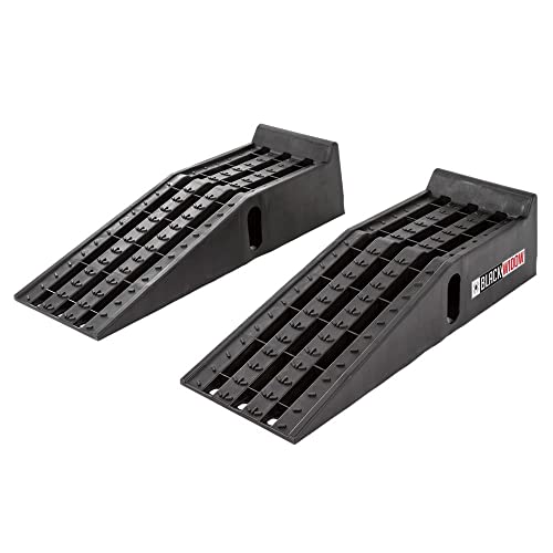 Black Widow PSR295 Plastic Car Service Ramps - Lifts Vehicles 6.25" H for Maintenance or Oil Changes - Each Ramp is 12" W - Pack of Two - 10,000 lbs. Capacity Per Pair