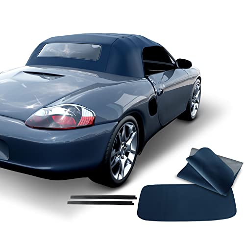 A-Premium Blue Convertible Soft Top Compatible with Porsche Boxster 1997-2002, Convertible, with Glass Window