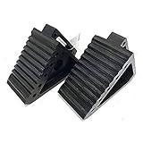 MAXXHAUL 70472 Solid Rubber Heavy Duty Black Wheel Chock 2-Pack, 8' x 4' x 6'