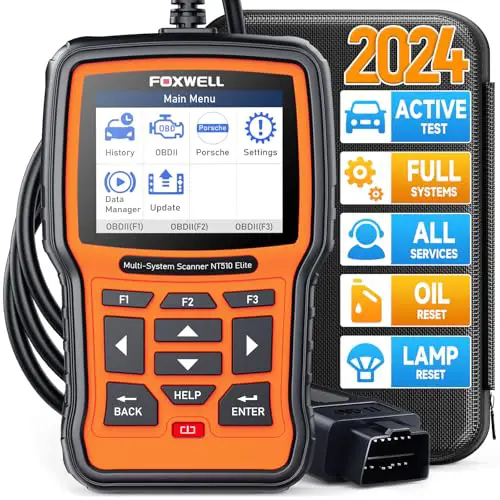 FOXWELL NT510 Elite fit for Porsche OBD2 Diagnostic Scanner Full System ABS SRS Engine Code Reader Scan Tool with Bi-Directional Control, All Service Reset Oil EPB Battery Registration, ABS Bleeding