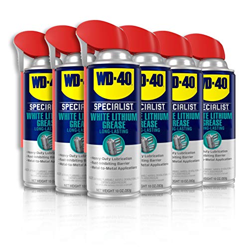 WD-40 Specialist White Lithium Grease Spray with SMART STRAW SPRAYS 2 WAYS, 10 OZ [6-Pack]