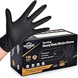 TitanFlex Thor Grip Heavy Duty Black Industrial Nitrile Gloves, 8-mil, XL, Box of 100, Latex Free, Raised Diamond Texture, Powder Free, Food Safe, Rubber Gloves, Mechanic Gloves