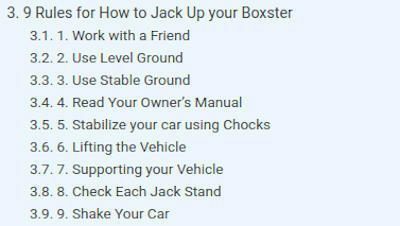 Rules for How to Jack Up your Boxster