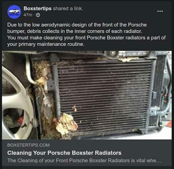 Boxstertips - Cleaning Your Porsche Boxster Radiators