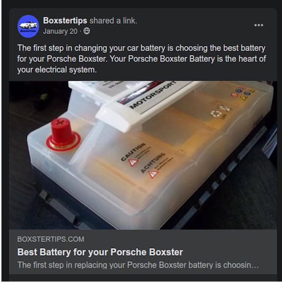 Boxstertips - Best Battery for your Porsche Boxster - Article